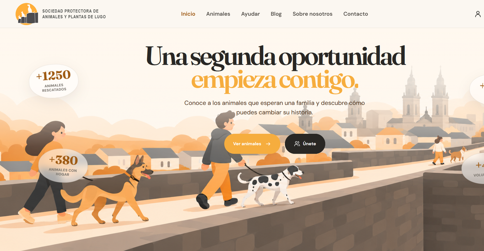 Vista previa de la web de Sociedad Protectora de Animales y Plantas de Lugo